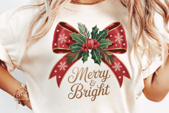 Bell Center Bow Coquette Christmas PNG: Illustrations