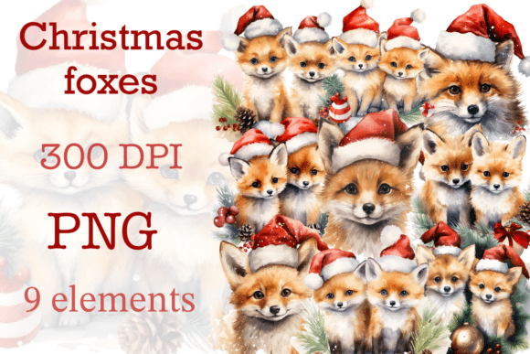 Christmas Fox Clip Art: Illustrations for Branding