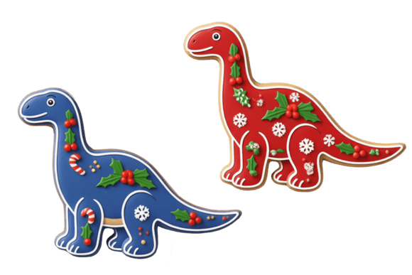 Christmas Gingerbread Brachiosaurus Png: Illustrations