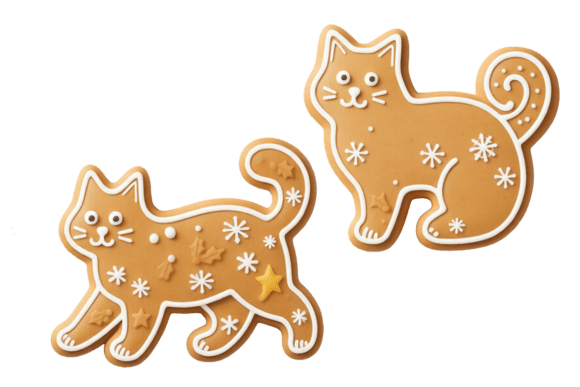 Christmas Gingerbread Cat Cookies Png: Illustrations Review