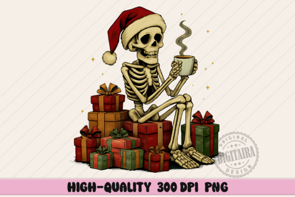 Christmas Santa Skeleton with Gifts Png: Editorial Illustrations Review