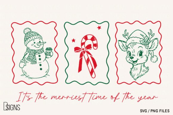 Christmas Svg Snowman Reindeer Line Art: Illustrations