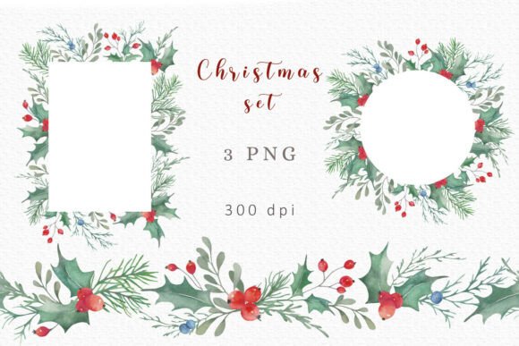 Christmas Watercolor Hand Painted Set: Illustrations