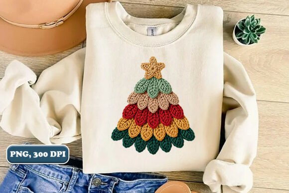 Crochet Yarn Christmas Tree PNG 1: Illustrations for Sellers
