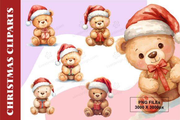 Cute Christmas Bears Clipart: Brand-Ready Illustrations