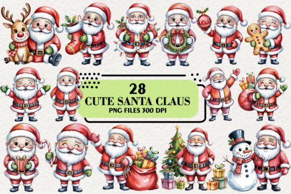 Cute Little Christmas Santa Claus Illustrations