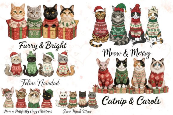 Festive Christmas Cats Wishes Clipart: A Designer’s Review