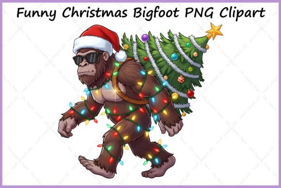 Funny Christmas Bigfoot PNG Clipart for Festive Illustrations