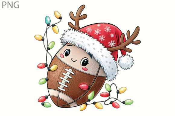 Funny Football Christmas PNG for Illustrations