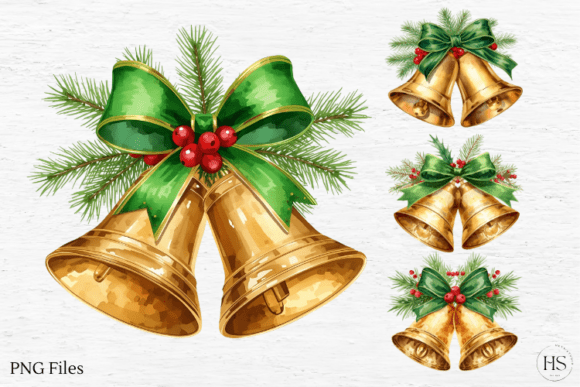 Green Christmas Bells: Festive Illustrations