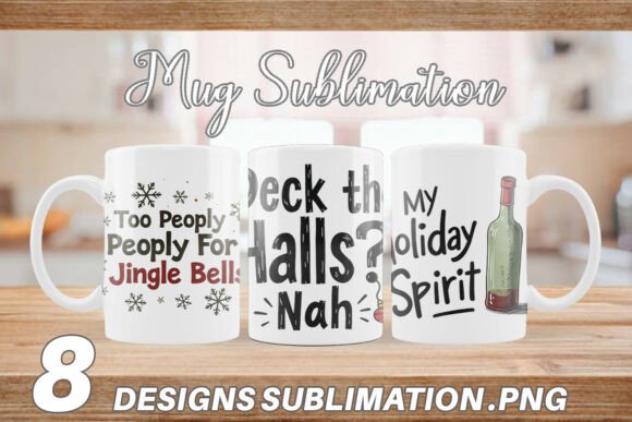 Introvert Grumpy Christmas Mug Wrap: Illustrations