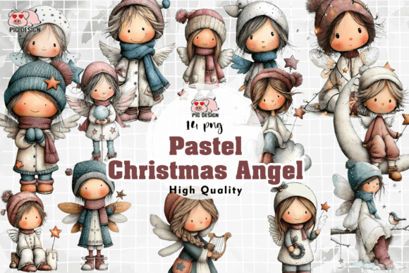 Pastel Christmas Angel Illustrations PNG Review