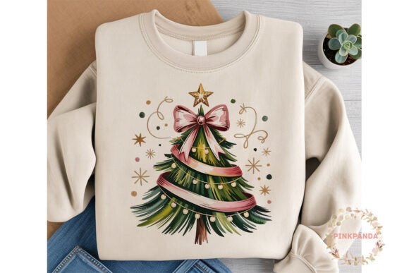 Pink Ribbon Christmas Tree: Festive Illustrations