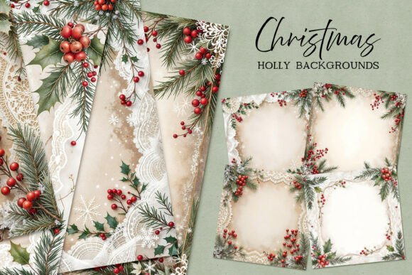 Reviewing Christmas Holly JPG Backgrounds Set for Illustrations