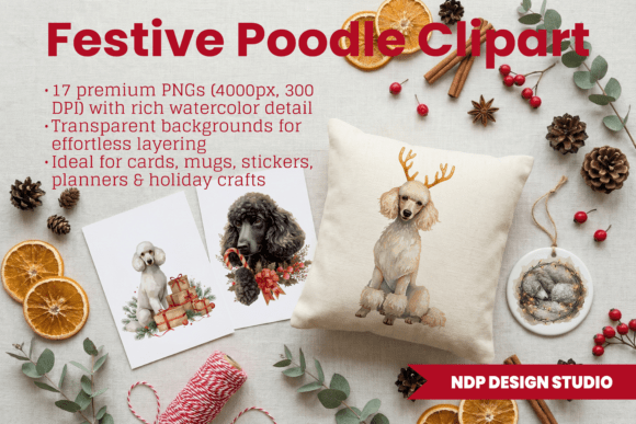 Reviewing Christmas Poodle Watercolor Clipart Set