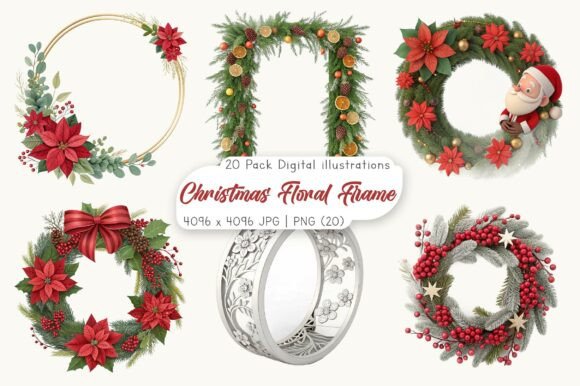 Reviewing the Christmas Floral Frame Clipart Bundle