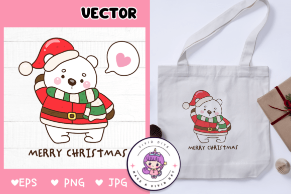 Santa Polar Bear Illustrations for Branding