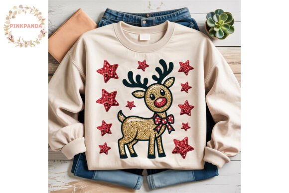 Sparkle Reindeer Christmas PNG Clipart & Illustrations