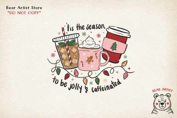 Tis the Season to Be Jolly Caffeinated: Christmas PNG Illustrations