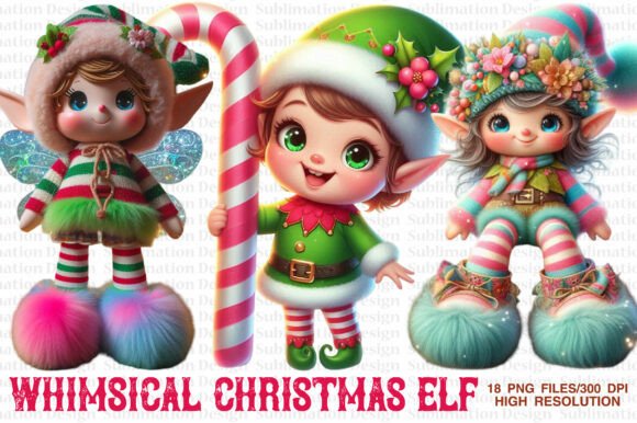 Whimsical Christmas Elf Clipart PNG: Illustrations for Blogs
